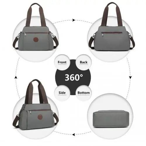 EH2239 - Kono Waterproof Multi-Functional Handbag Cross Body Bag - Grey - Nexellus