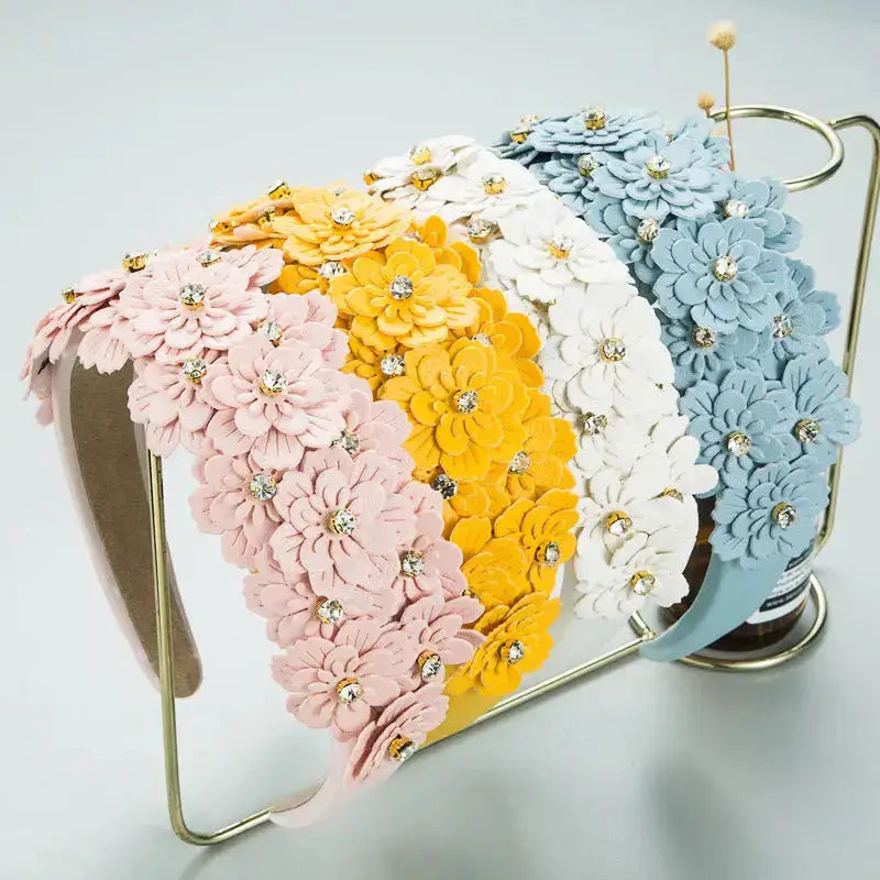 Korean style small fresh color flower glass drill retro headband Nexellus