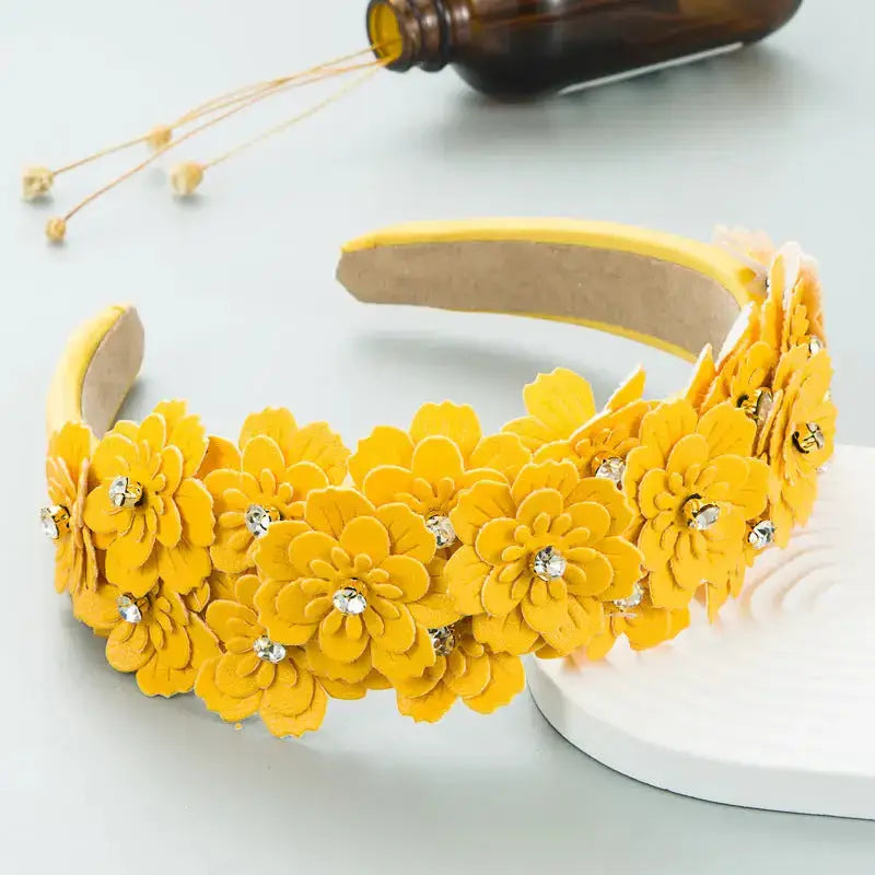 Korean style small fresh color flower glass drill retro headband Nexellus