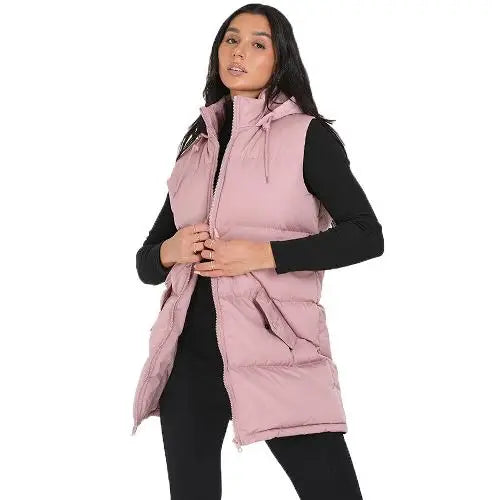 Ladies brave soul cellolgil padded longline gilet - Dusty