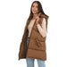 Ladies brave soul cellolgil padded longline gilet - Toffee