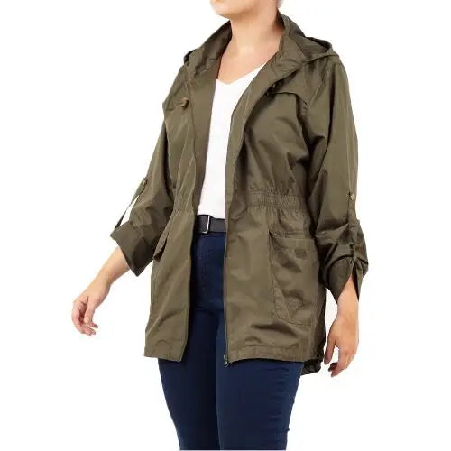 Ladies brave soul plus size rain mac - raveplain - Khaki