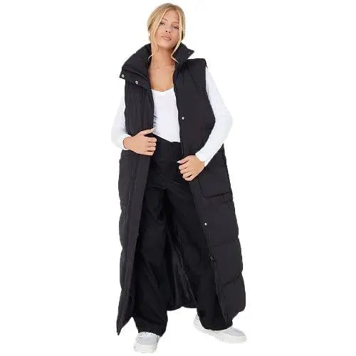 Ladies brave soul toney padded long gilet - Black / 10