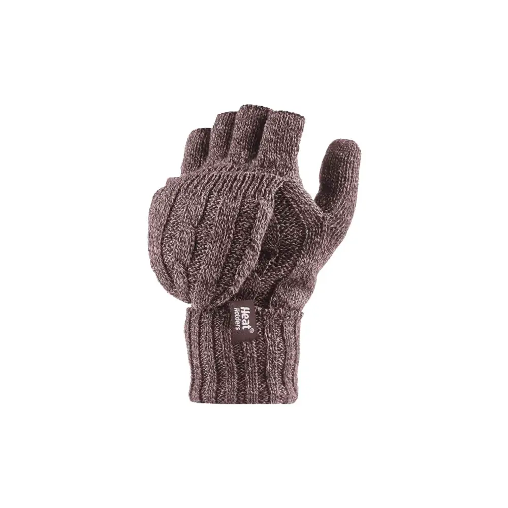 Ladies thermal fingerless converter gloves - One Size / Fawn