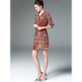 Ladies Vintage Print Stitching Slim Shirt Dress Nexellus