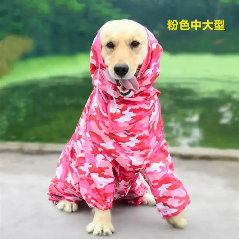 Large dog raincoat clothes waterproof rain jumpsuit for big medium Nexellus