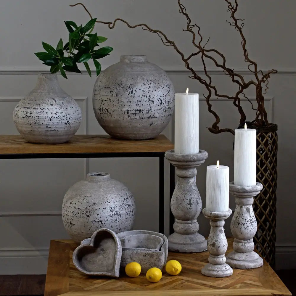 Large stone ceramic candle holder - Ornaments