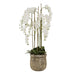 Large white orchid in antique stone pot - All Artificial