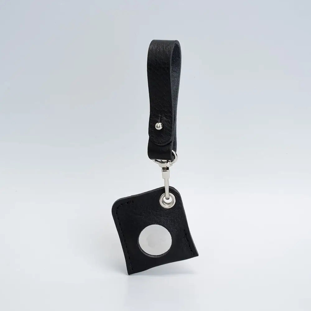 Leather airtag bag charm - Black