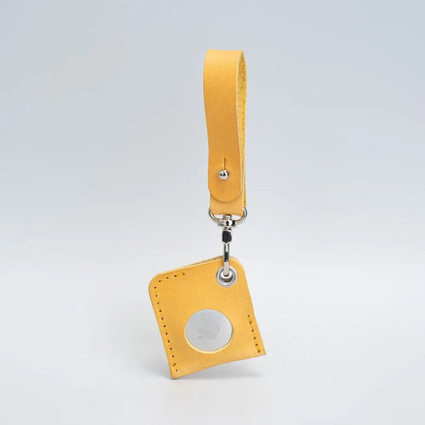 Leather airtag bag charm - Mustard Yellow