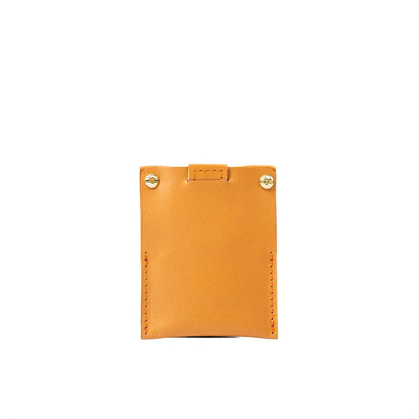 Leather airtag card holder 2.0 - Deep Saffron