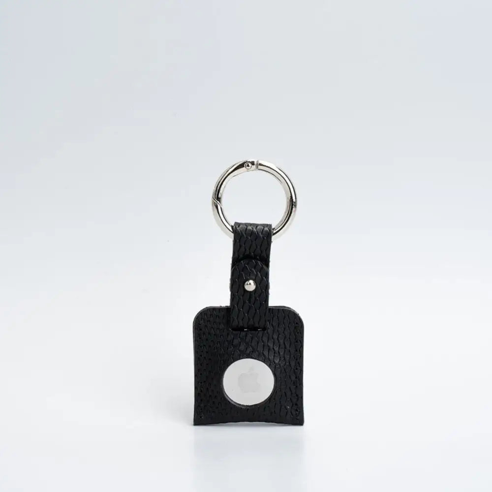 Leather airtag keychain - Black Snake Print