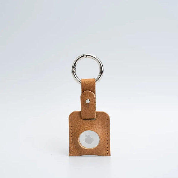 Leather airtag keychain - Camel