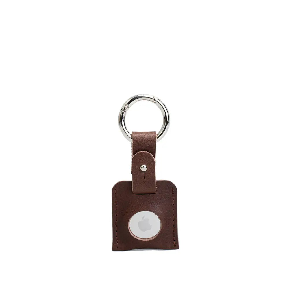 Leather airtag keychain - Mahogany