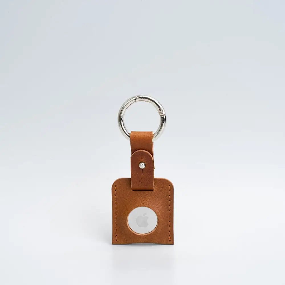 Leather airtag keychain - Tan