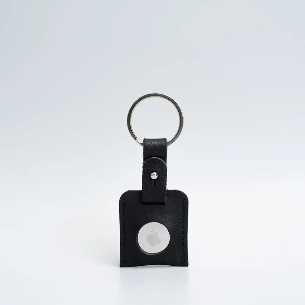 Leather airtag keyring - Large / Black