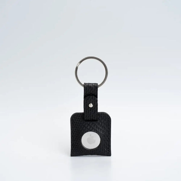 Leather airtag keyring - Large / Black Snake Print