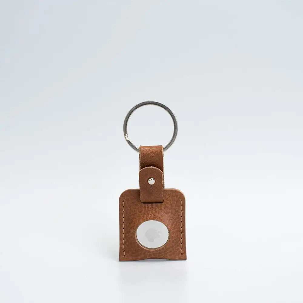 Leather airtag keyring - Large / Brown