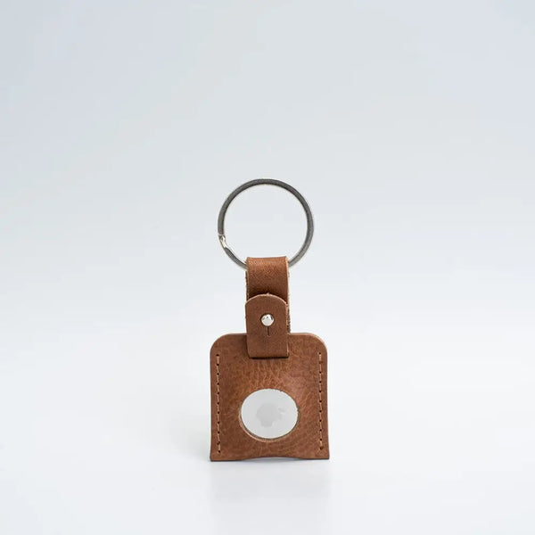 Leather airtag keyring - Large / Brown