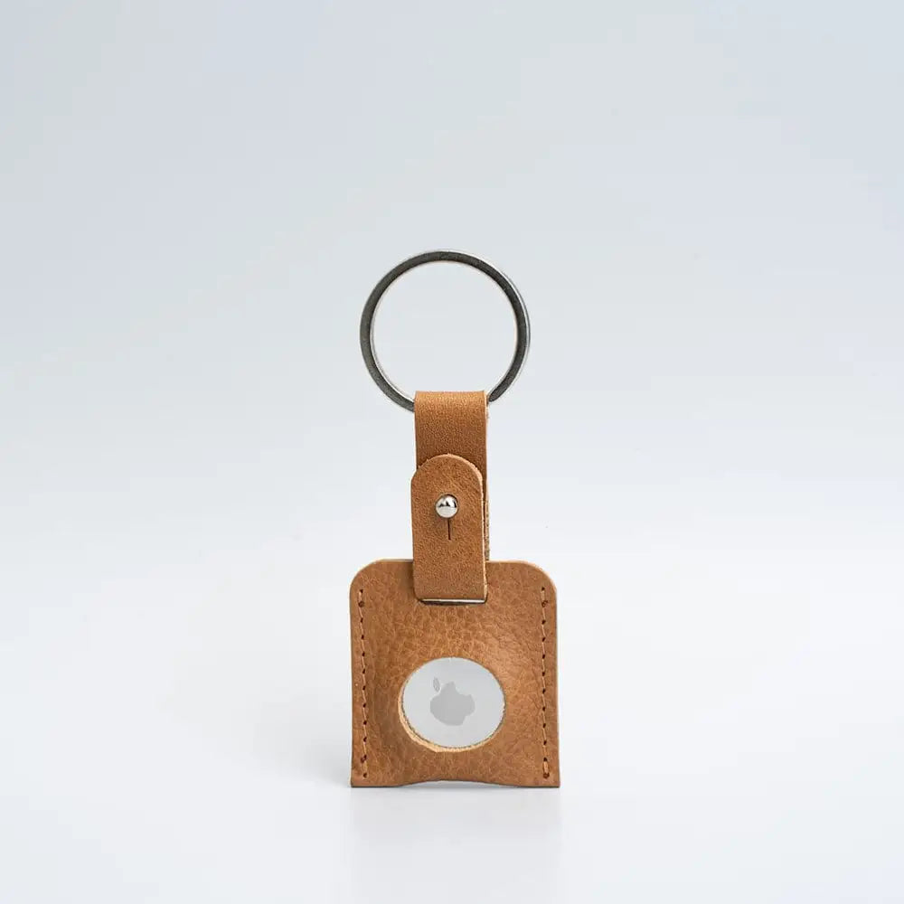 Leather airtag keyring - Large / Camel