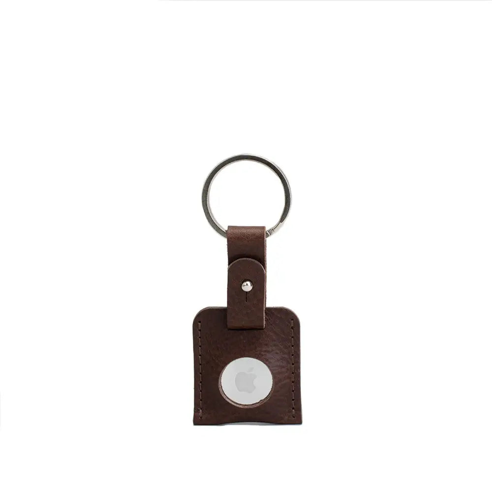 Leather airtag keyring - Large / Mahogany