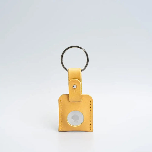 Leather airtag keyring - Large / Mustard Yellow