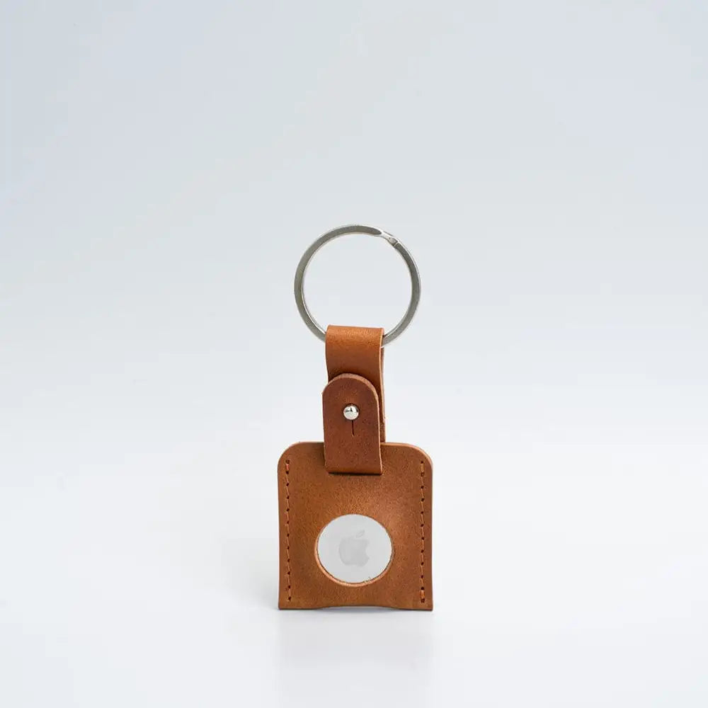 Leather airtag keyring - Large / Tan