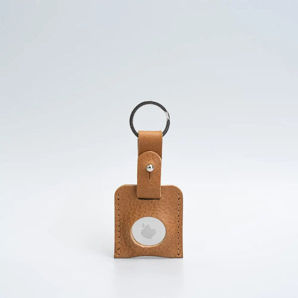 Leather airtag keyring - Small / Camel