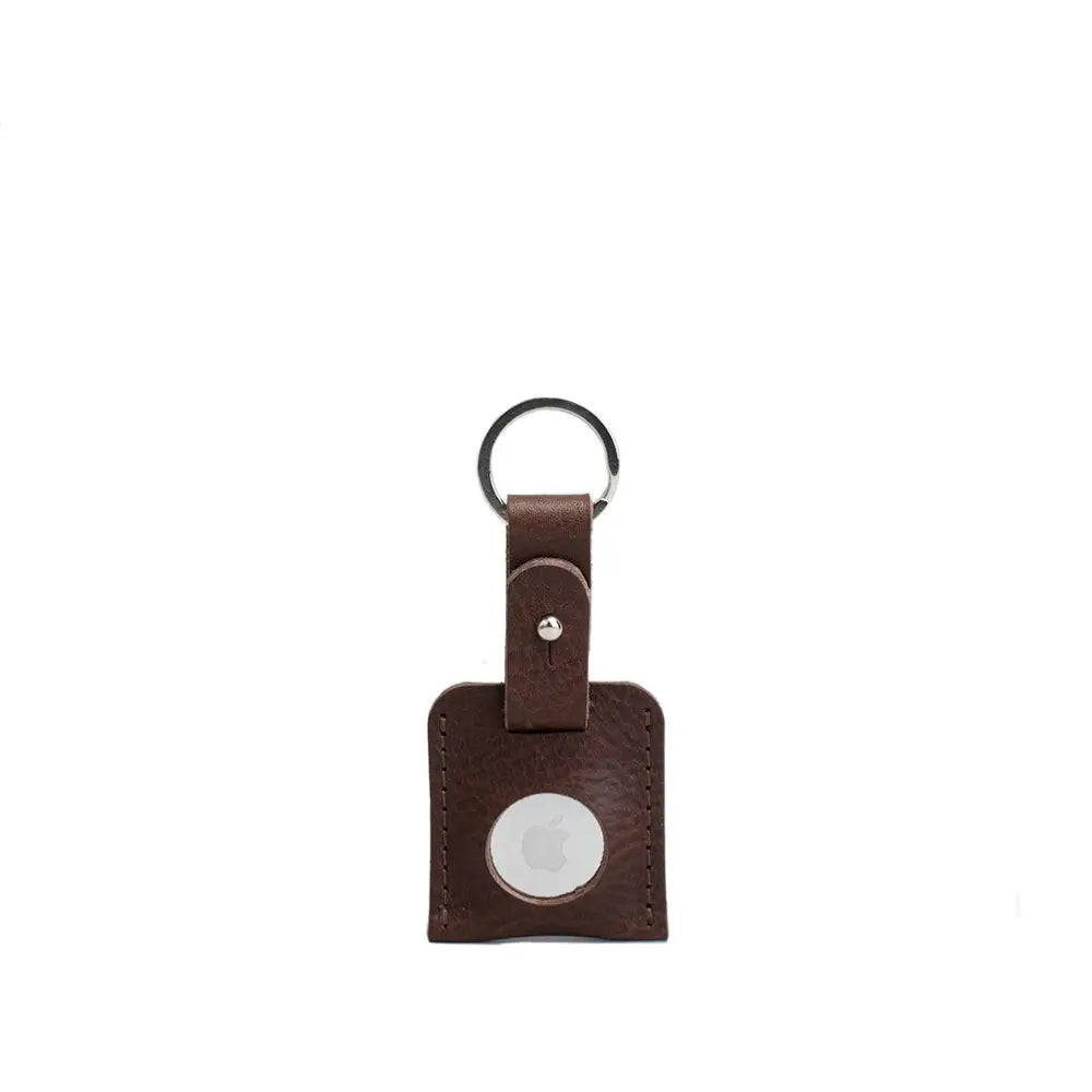 Leather airtag keyring - Small / Mahogany