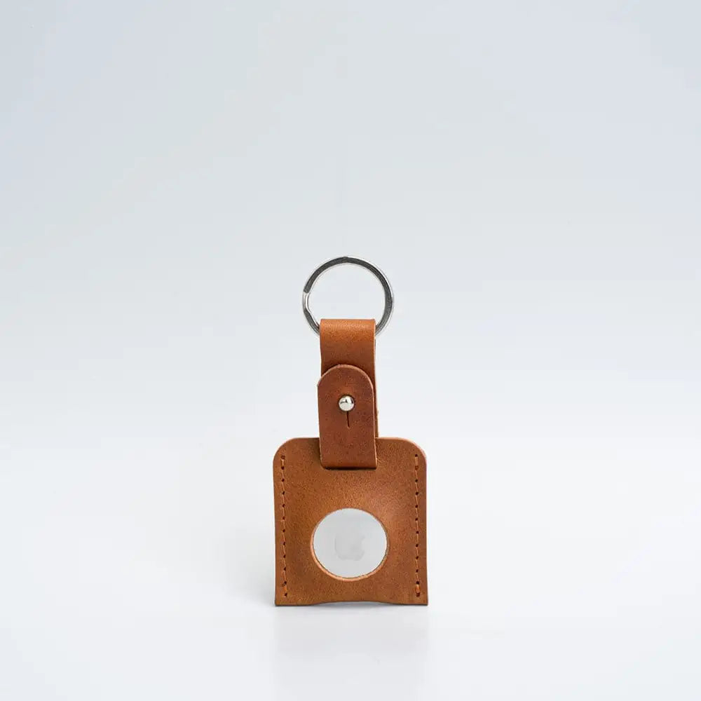 Leather airtag keyring - Small / Tan