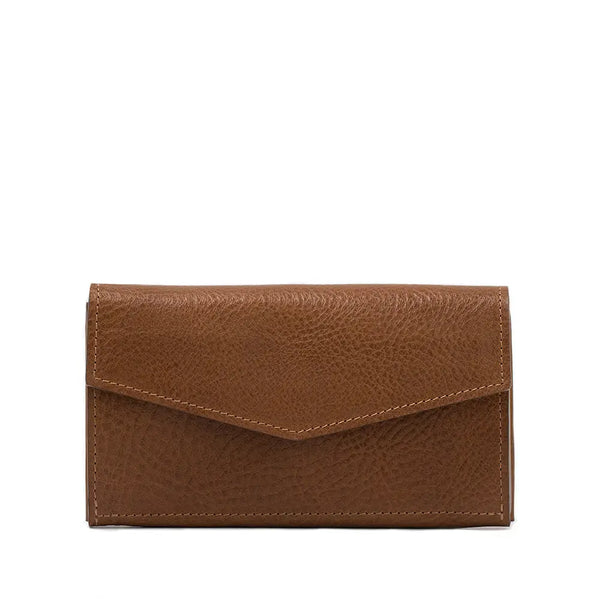 Leather airtag long flap wallet