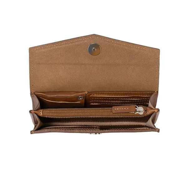 Leather airtag long flap wallet