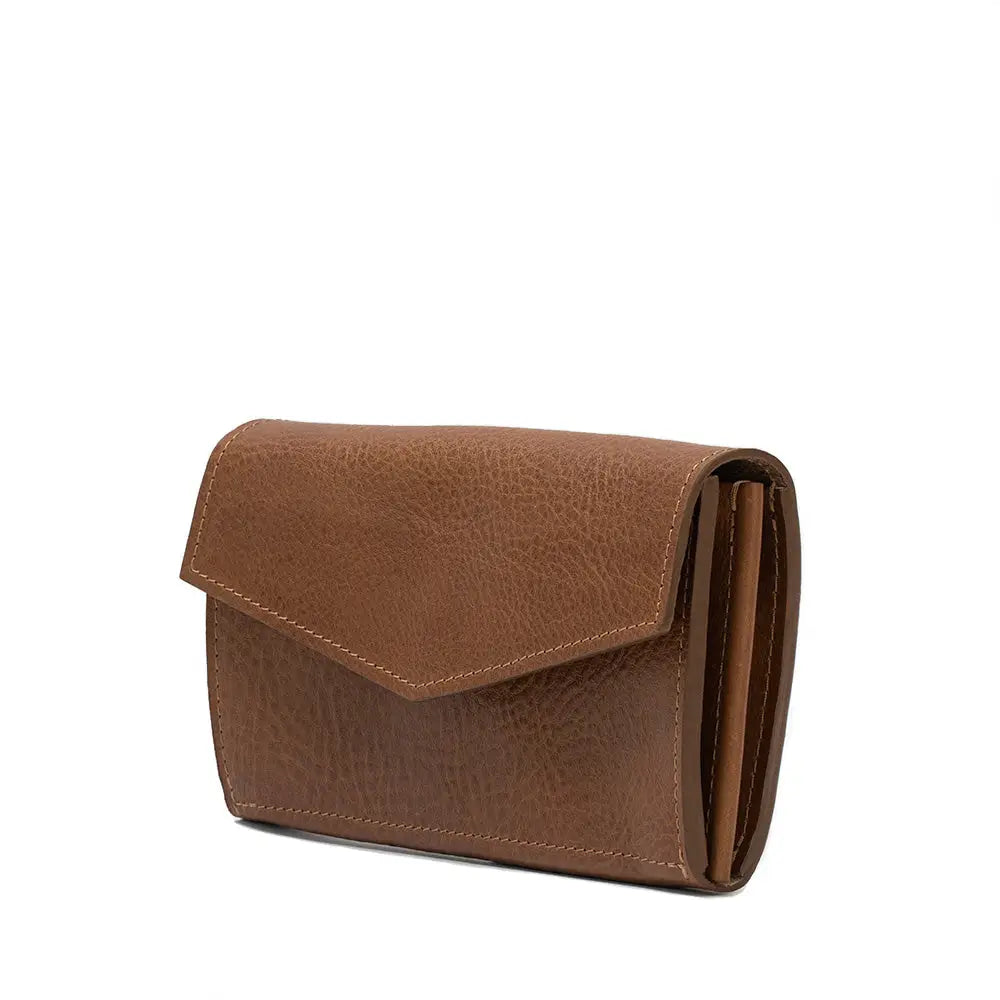 Leather airtag long flap wallet