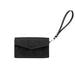 Leather airtag long flap wallet - Black Snake Print