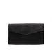 Leather airtag long flap wallet - Black / With Strap