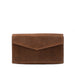 Leather airtag long flap wallet - Brown Snake Print