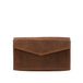 Leather airtag long flap wallet - Brown Snake Print