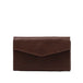 Leather airtag long flap wallet - Mahogany / With Strap