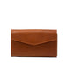 Leather airtag long flap wallet - Tan / With Strap