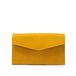 Leather airtag long flap wallet - Yellow / Without Strap