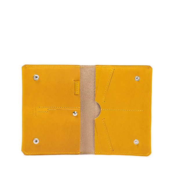 Leather airtag travel wallet - Yellow