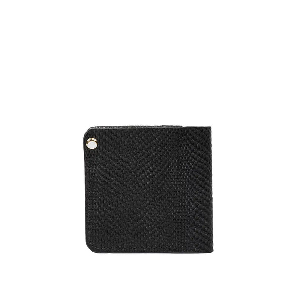 Leather airtag wallet - billfold snake print - Black Snake