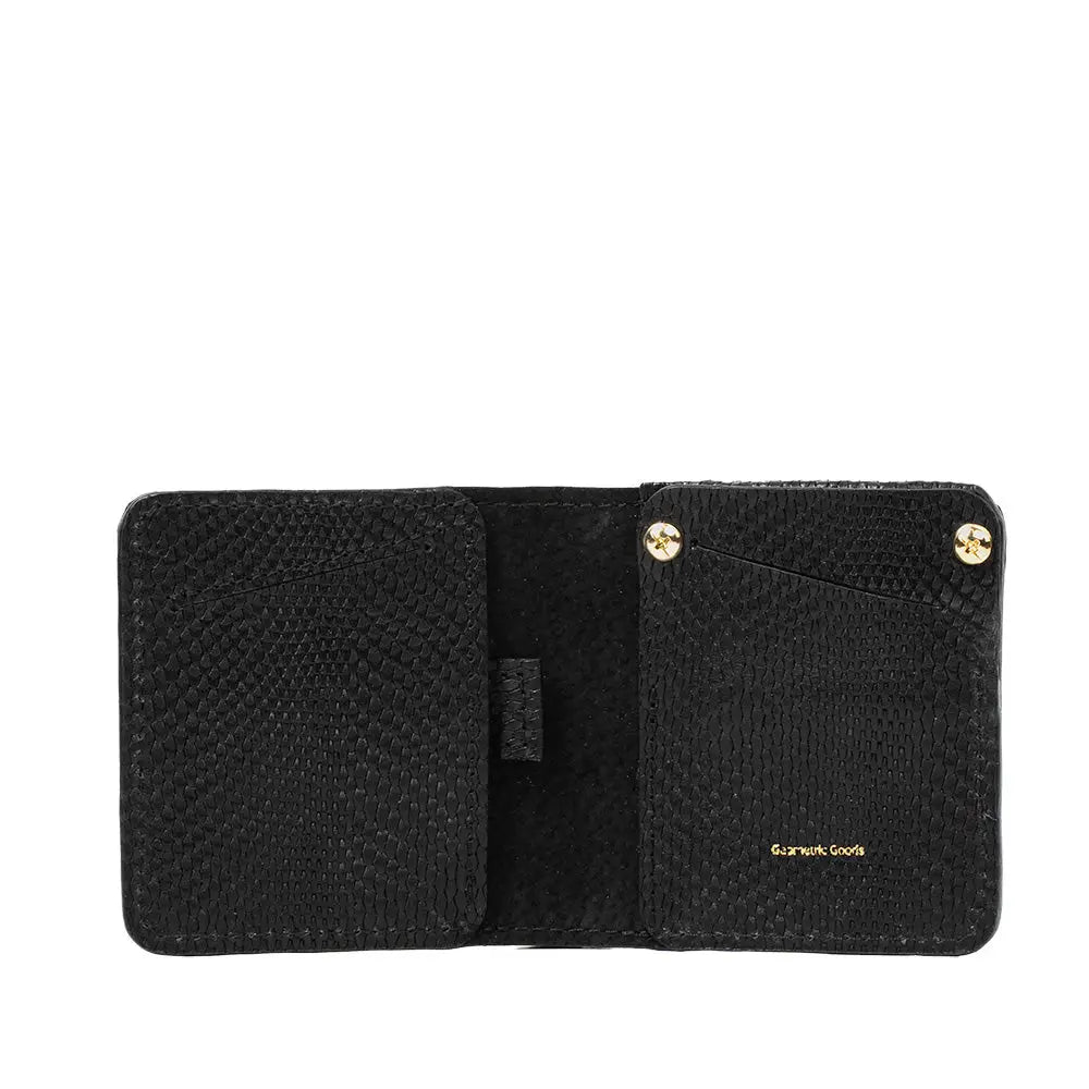 Leather airtag wallet - billfold snake print - Black Snake