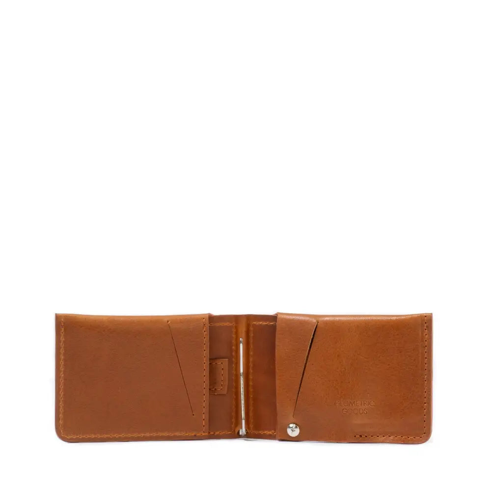 Leather airtag wallet with money clip - Tan