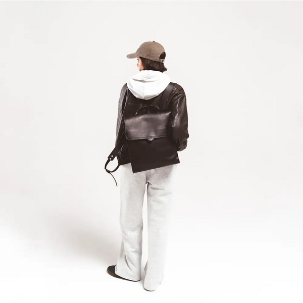 Leather backpack - fibonacci (black) - Black