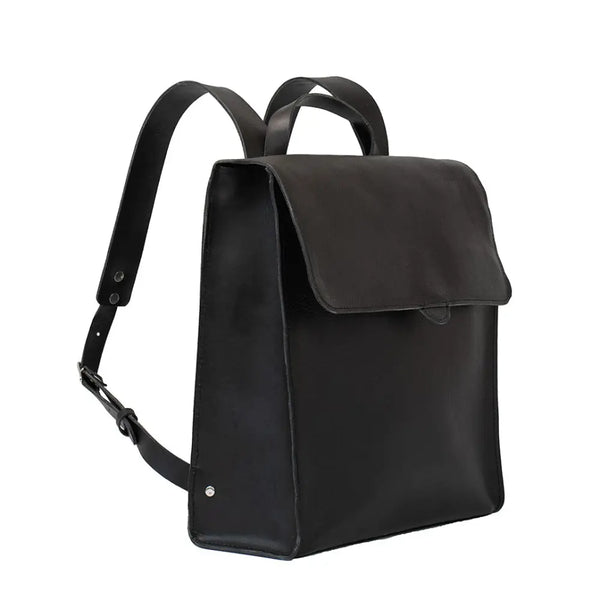 Leather backpack - fibonacci (black) - Black