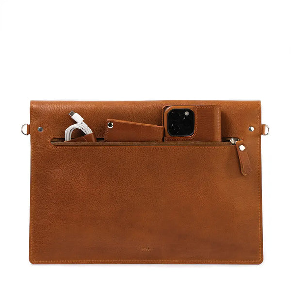 Leather bag for ipad with adjustable strap