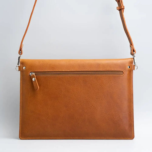 Leather bag for ipad with adjustable strap