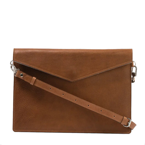 Leather bag for ipad with adjustable strap - Brown / iPad