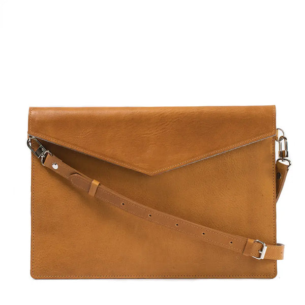 Leather bag for ipad with adjustable strap - Camel / iPad